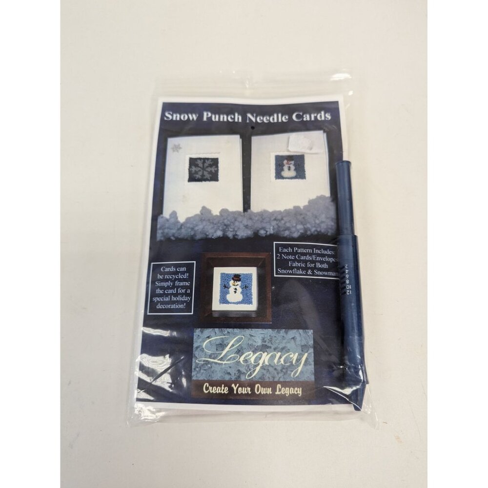 Legacy Snow 2 Punch Needle Cards Envelopes Printed Fabric Pack